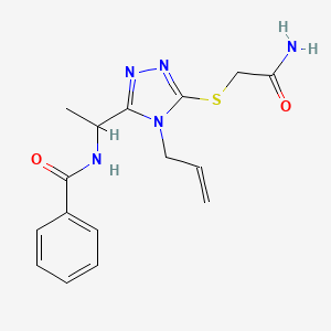 molecular formula C16H19N5O2S B4967995 N-(1-{4-allyl-5-[(2-amino-2-oxoethyl)thio]-4H-1,2,4-triazol-3-yl}ethyl)benzamide 