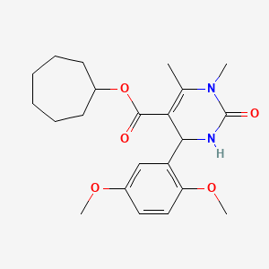 molecular formula C22H30N2O5 B4968030 cycloheptyl 4-(2,5-dimethoxyphenyl)-1,6-dimethyl-2-oxo-1,2,3,4-tetrahydro-5-pyrimidinecarboxylate 