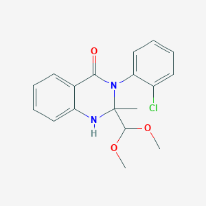 molecular formula C18H19ClN2O3 B496807 3-(2-chlorophenyl)-2-(dimethoxymethyl)-2-methyl-2,3-dihydro-4(1H)-quinazolinone 