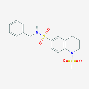 molecular formula C17H20N2O4S2 B496813 1-(Methylsulfonyl)-6-{[benzylamino]sulfonyl}-1,2,3,4-tetrahydroquinoline 