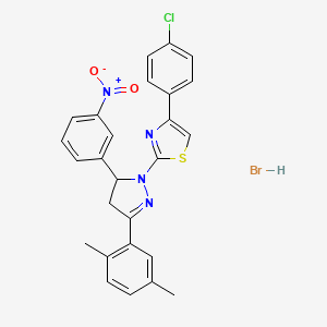 molecular formula C26H22BrClN4O2S B4968135 4-(4-chlorophenyl)-2-[3-(2,5-dimethylphenyl)-5-(3-nitrophenyl)-4,5-dihydro-1H-pyrazol-1-yl]-1,3-thiazole hydrobromide 