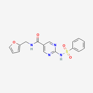molecular formula C16H14N4O4S B4968148 N-(2-furylmethyl)-2-[(phenylsulfonyl)amino]-5-pyrimidinecarboxamide 