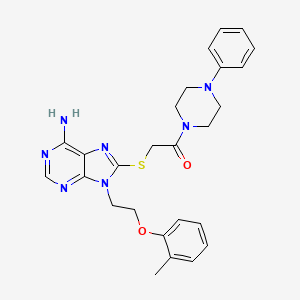 molecular formula C26H29N7O2S B4968169 9-[2-(2-methylphenoxy)ethyl]-8-{[2-oxo-2-(4-phenyl-1-piperazinyl)ethyl]thio}-9H-purin-6-amine 