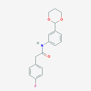 molecular formula C18H18FNO3 B496817 N-[3-(1,3-dioxan-2-yl)phenyl]-2-(4-fluorophenyl)acetamide 