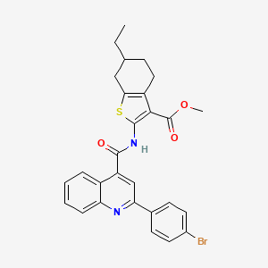 molecular formula C28H25BrN2O3S B4968171 methyl 2-({[2-(4-bromophenyl)-4-quinolinyl]carbonyl}amino)-6-ethyl-4,5,6,7-tetrahydro-1-benzothiophene-3-carboxylate 