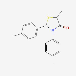 molecular formula C18H19NOS B4968209 5-methyl-2,3-bis(4-methylphenyl)-1,3-thiazolidin-4-one 