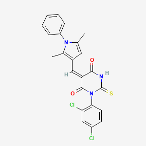 molecular formula C23H17Cl2N3O2S B4968216 1-(2,4-dichlorophenyl)-5-[(2,5-dimethyl-1-phenyl-1H-pyrrol-3-yl)methylene]-2-thioxodihydro-4,6(1H,5H)-pyrimidinedione 