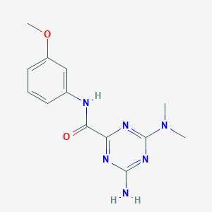 molecular formula C13H16N6O2 B496823 4-amino-6-(dimethylamino)-N-(3-methoxyphenyl)-1,3,5-triazine-2-carboxamide 
