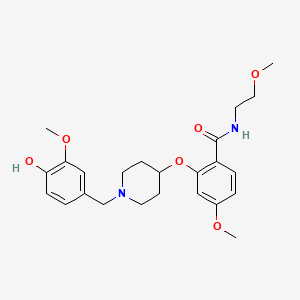 molecular formula C24H32N2O6 B4968252 2-{[1-(4-hydroxy-3-methoxybenzyl)-4-piperidinyl]oxy}-4-methoxy-N-(2-methoxyethyl)benzamide 