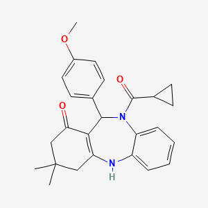 10-(cyclopropylcarbonyl)-11-(4-methoxyphenyl)-3,3-dimethyl-2,3,4,5,10,11-hexahydro-1H-dibenzo[b,e][1,4]diazepin-1-one