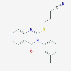 molecular formula C19H17N3OS B496826 4-{[3-(3-Methylphenyl)-4-oxo-3,4-dihydro-2-quinazolinyl]sulfanyl}butanenitrile 