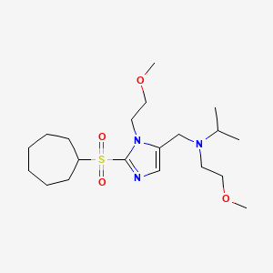 molecular formula C20H37N3O4S B4968266 N-{[2-(cycloheptylsulfonyl)-1-(2-methoxyethyl)-1H-imidazol-5-yl]methyl}-N-(2-methoxyethyl)-2-propanamine 