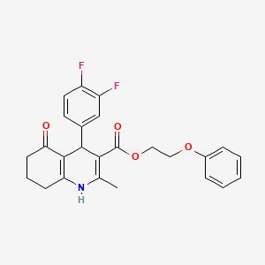molecular formula C25H23F2NO4 B4968273 2-phenoxyethyl 4-(3,4-difluorophenyl)-2-methyl-5-oxo-1,4,5,6,7,8-hexahydro-3-quinolinecarboxylate 