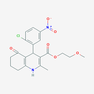 molecular formula C20H21ClN2O6 B4968295 2-methoxyethyl 4-(2-chloro-5-nitrophenyl)-2-methyl-5-oxo-1,4,5,6,7,8-hexahydro-3-quinolinecarboxylate 