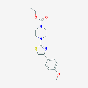 molecular formula C17H21N3O3S B496830 Ethyl 4-[4-(4-methoxyphenyl)-1,3-thiazol-2-yl]piperazine-1-carboxylate 