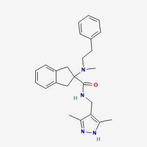 N-[(3,5-dimethyl-1H-pyrazol-4-yl)methyl]-2-[methyl(2-phenylethyl)amino]-2-indanecarboxamide