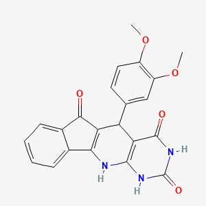 molecular formula C22H17N3O5 B4968321 5-(3,4-dimethoxyphenyl)-5,11-dihydro-1H-indeno[2',1':5,6]pyrido[2,3-d]pyrimidine-2,4,6(3H)-trione 