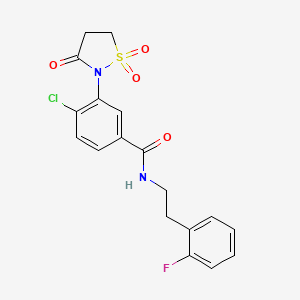 molecular formula C18H16ClFN2O4S B4968326 4-chloro-3-(1,1-dioxido-3-oxo-2-isothiazolidinyl)-N-[2-(2-fluorophenyl)ethyl]benzamide 
