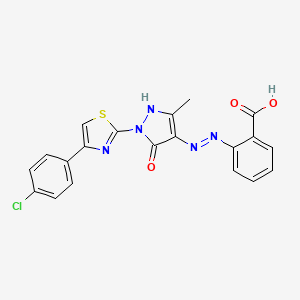 molecular formula C20H14ClN5O3S B4968437 2-(2-{1-[4-(4-chlorophenyl)-1,3-thiazol-2-yl]-3-methyl-5-oxo-1,5-dihydro-4H-pyrazol-4-ylidene}hydrazino)benzoic acid 