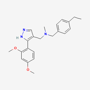 molecular formula C22H27N3O2 B4968471 1-[3-(2,4-dimethoxyphenyl)-1H-pyrazol-4-yl]-N-(4-ethylbenzyl)-N-methylmethanamine 