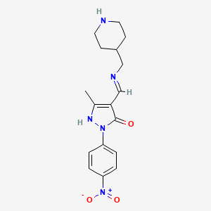 molecular formula C17H21N5O3 B4968475 5-methyl-2-(4-nitrophenyl)-4-{[(4-piperidinylmethyl)amino]methylene}-2,4-dihydro-3H-pyrazol-3-one CAS No. 5325-45-1