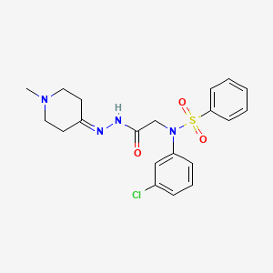 molecular formula C20H23ClN4O3S B4968508 N-(3-chlorophenyl)-N-{2-[2-(1-methyl-4-piperidinylidene)hydrazino]-2-oxoethyl}benzenesulfonamide 