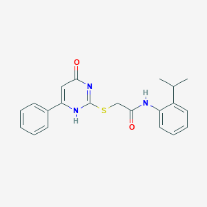 molecular formula C21H21N3O2S B496851 2-[(4-oxo-6-phenyl-1H-pyrimidin-2-yl)sulfanyl]-N-(2-propan-2-ylphenyl)acetamide 