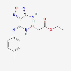 molecular formula C14H17N5O4 B4968540 ethyl [({(4-amino-1,2,5-oxadiazol-3-yl)[(4-methylphenyl)amino]methylene}amino)oxy]acetate 