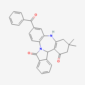 molecular formula C29H24N2O3 B4968546 11-benzoyl-7,7-dimethyl-4b,7,8,9-tetrahydro-6H-dibenzo[2,3:5,6][1,4]diazepino[7,1-a]isoindole-5,15-dione 