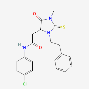 molecular formula C20H20ClN3O2S B4968581 N-(4-chlorophenyl)-2-[1-methyl-5-oxo-3-(2-phenylethyl)-2-thioxo-4-imidazolidinyl]acetamide 
