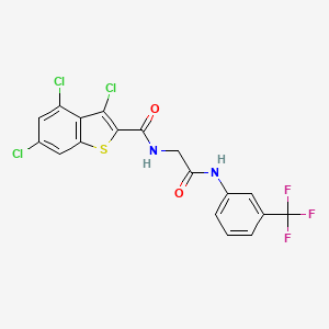 molecular formula C18H10Cl3F3N2O2S B4968596 3,4,6-trichloro-N-(2-oxo-2-{[3-(trifluoromethyl)phenyl]amino}ethyl)-1-benzothiophene-2-carboxamide 
