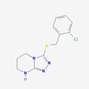 molecular formula C12H13ClN4S B496865 3-[(2-Chlorobenzyl)sulfanyl]-5,6,7,8-tetrahydro[1,2,4]triazolo[4,3-a]pyrimidine 