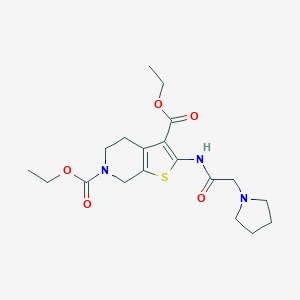 molecular formula C19H27N3O5S B496867 diethyl 2-[(1-pyrrolidinylacetyl)amino]-4,7-dihydrothieno[2,3-c]pyridine-3,6(5H)-dicarboxylate 