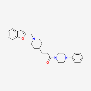 molecular formula C27H33N3O2 B4968674 1-{3-[1-(1-benzofuran-2-ylmethyl)-4-piperidinyl]propanoyl}-4-phenylpiperazine 