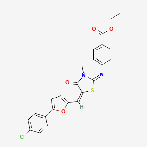 molecular formula C24H19ClN2O4S B4968677 ethyl 4-[(5-{[5-(4-chlorophenyl)-2-furyl]methylene}-3-methyl-4-oxo-1,3-thiazolidin-2-ylidene)amino]benzoate 