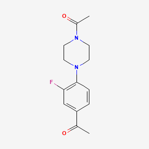 molecular formula C14H17FN2O2 B4968683 1-[4-(4-acetyl-1-piperazinyl)-3-fluorophenyl]ethanone 