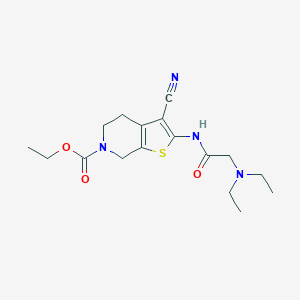 molecular formula C17H24N4O3S B496872 ethyl 3-cyano-2-{[2-(diethylamino)acetyl]amino}-4,7-dihydrothieno[2,3-c]pyridine-6(5H)-carboxylate 