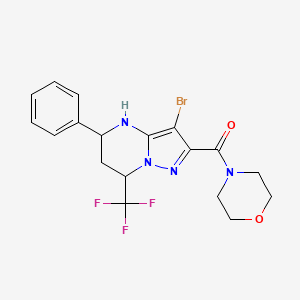 molecular formula C18H18BrF3N4O2 B4968736 3-bromo-2-(4-morpholinylcarbonyl)-5-phenyl-7-(trifluoromethyl)-4,5,6,7-tetrahydropyrazolo[1,5-a]pyrimidine 