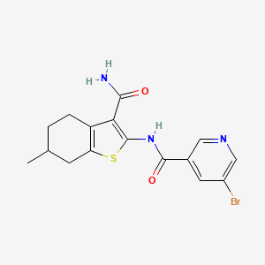 molecular formula C16H16BrN3O2S B4968742 N-[3-(aminocarbonyl)-6-methyl-4,5,6,7-tetrahydro-1-benzothien-2-yl]-5-bromonicotinamide 
