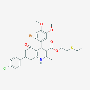 molecular formula C29H31BrClNO5S B4968772 2-(ethylthio)ethyl 4-(2-bromo-4,5-dimethoxyphenyl)-7-(4-chlorophenyl)-2-methyl-5-oxo-1,4,5,6,7,8-hexahydro-3-quinolinecarboxylate 