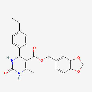 molecular formula C22H22N2O5 B4968796 1,3-benzodioxol-5-ylmethyl 4-(4-ethylphenyl)-6-methyl-2-oxo-1,2,3,4-tetrahydro-5-pyrimidinecarboxylate 