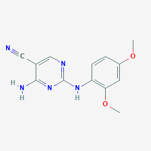 molecular formula C13H13N5O2 B496883 4-Amino-2-(2,4-dimethoxyanilino)-5-pyrimidinecarbonitrile 