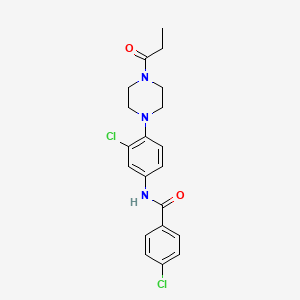 4-chloro-N-[3-chloro-4-(4-propionyl-1-piperazinyl)phenyl]benzamide