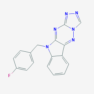 molecular formula C17H11FN6 B496884 10-(4-fluorobenzyl)-10H-[1,2,4]triazolo[4',3':2,3][1,2,4]triazino[5,6-b]indole 