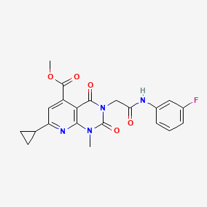 molecular formula C21H19FN4O5 B4968847 methyl 7-cyclopropyl-3-{2-[(3-fluorophenyl)amino]-2-oxoethyl}-1-methyl-2,4-dioxo-1,2,3,4-tetrahydropyrido[2,3-d]pyrimidine-5-carboxylate 