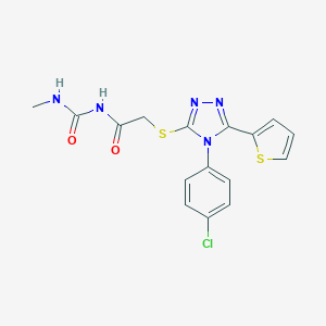 molecular formula C16H14ClN5O2S2 B496885 N-({[4-(4-chlorophenyl)-5-(2-thienyl)-4H-1,2,4-triazol-3-yl]sulfanyl}acetyl)-N'-methylurea 