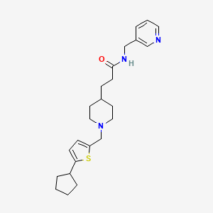 molecular formula C24H33N3OS B4968859 3-{1-[(5-cyclopentyl-2-thienyl)methyl]-4-piperidinyl}-N-(3-pyridinylmethyl)propanamide 