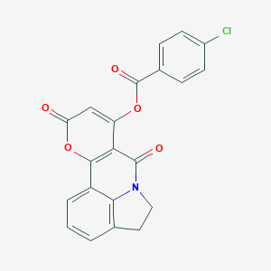 molecular formula C21H12ClNO5 B496887 7,10-dioxo-4,5-dihydro-7H,10H-pyrano[3,2-c]pyrrolo[3,2,1-ij]quinolin-8-yl 4-chlorobenzoate 