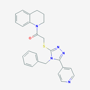 molecular formula C25H23N5OS B496888 1-({[4-benzyl-5-(4-pyridinyl)-4H-1,2,4-triazol-3-yl]sulfanyl}acetyl)-1,2,3,4-tetrahydroquinoline 