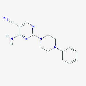 molecular formula C15H16N6 B496889 4-Amino-2-(4-phenyl-1-piperazinyl)-5-pyrimidinecarbonitrile 